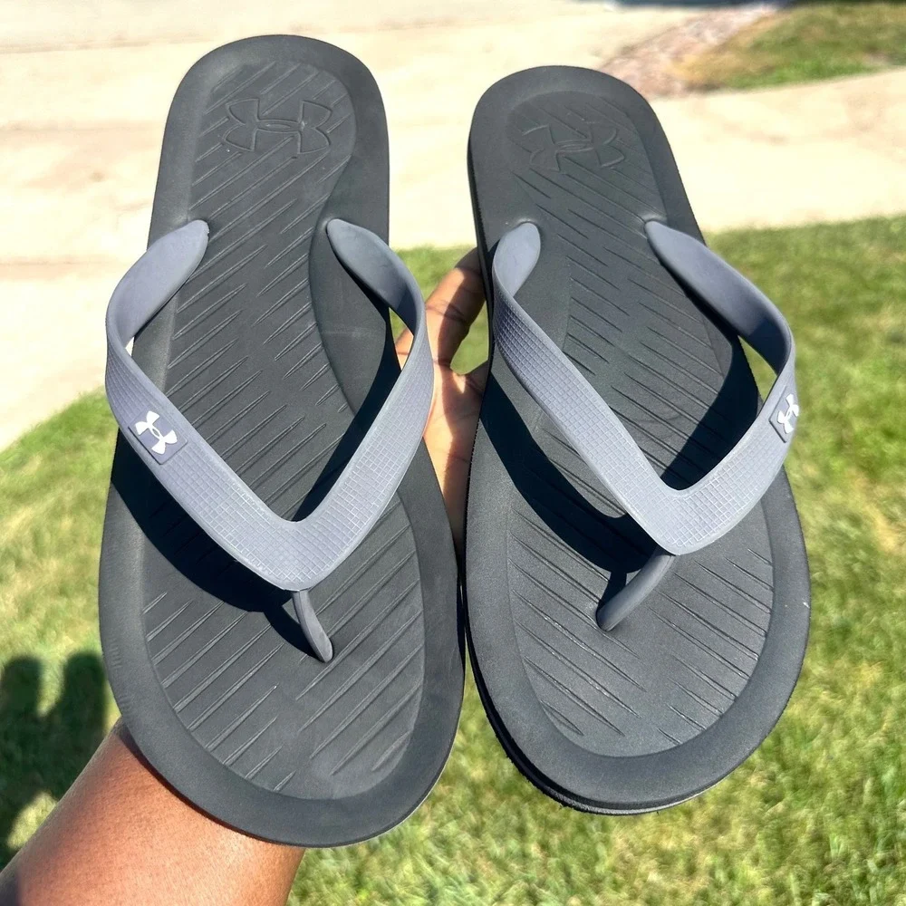Under Armour Men's Atlantic Dune Flip Flop Thong Sandals Size 10-11 Black Gray